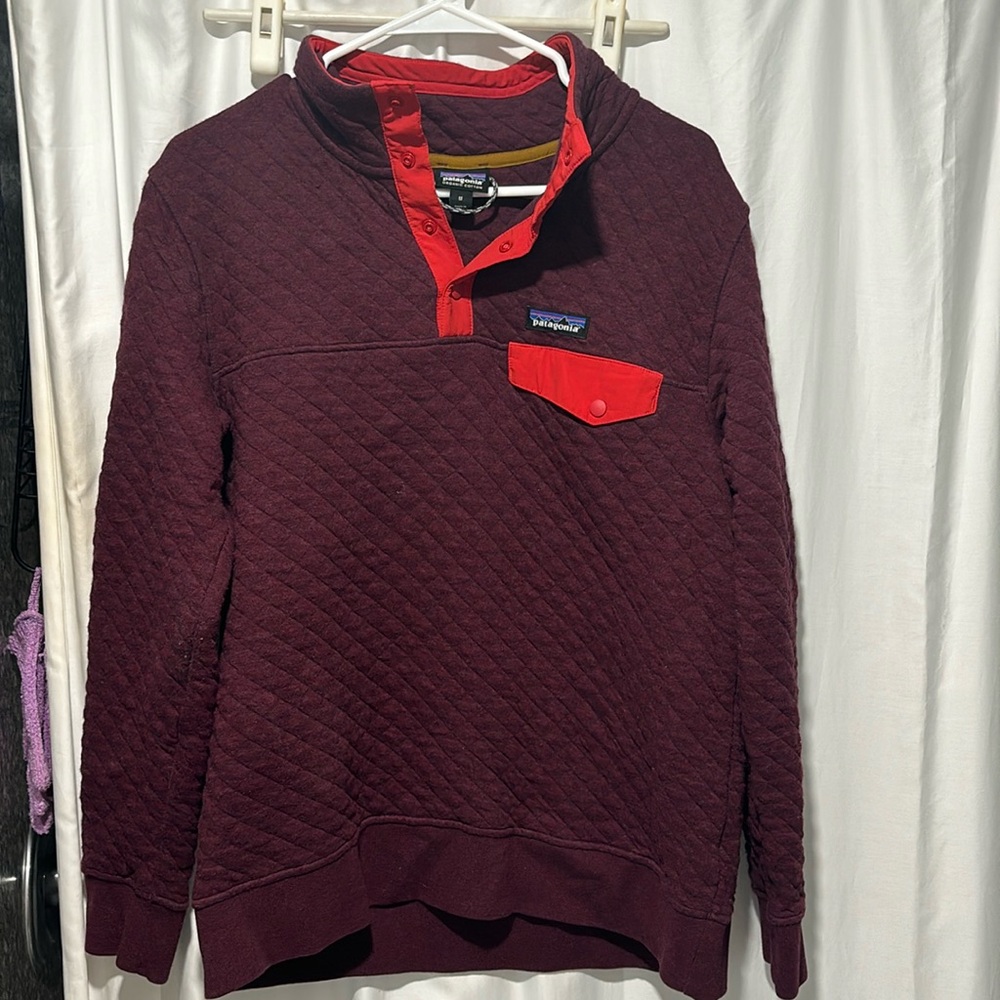 Patagonia Women's Organic Cotton Quilt Snap-T Pullover, Size Medium, Maroon